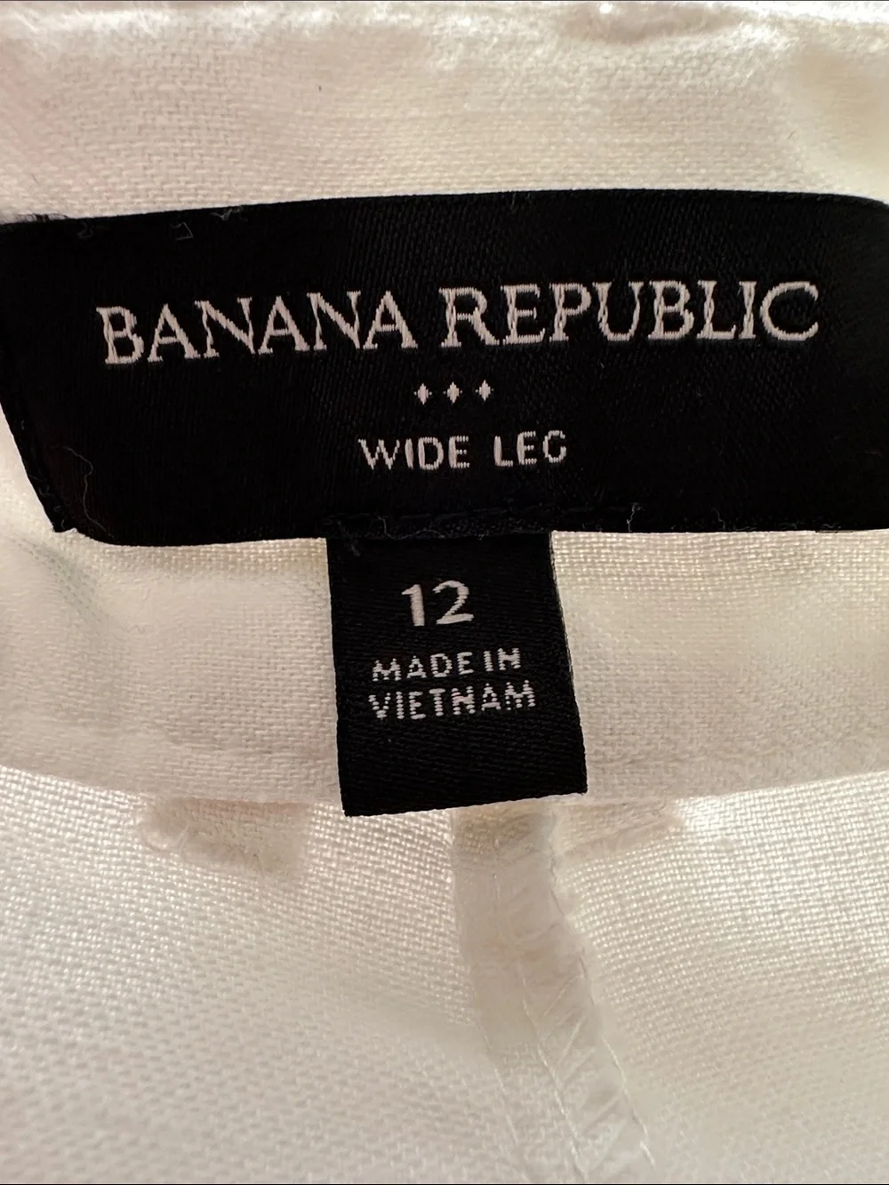BANANA REPUBLIC White Linen Blend Wide Leg Pants 12 High‎ Rise Pleated Coastal